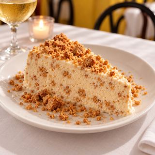 Fetta di semifreddo all'amaretto con briciole di amaretto